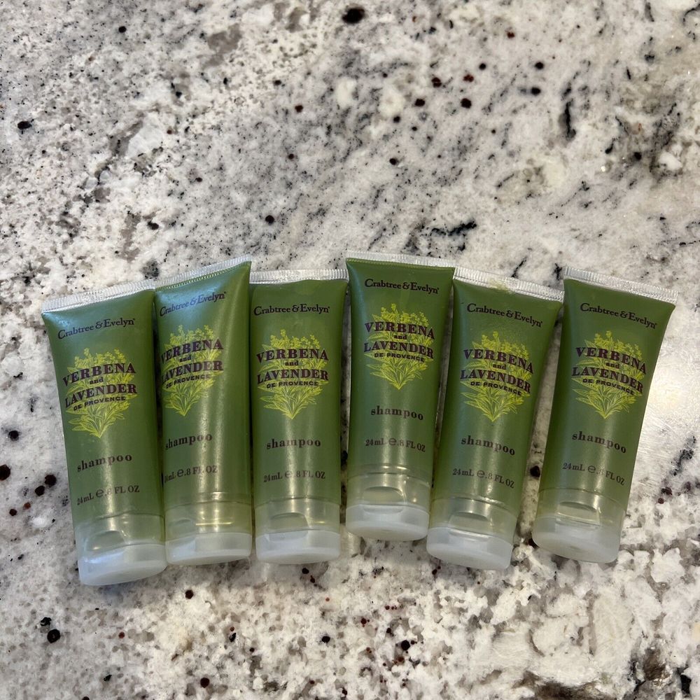 Crabtree and Evelyn verbena and lavender Shampoo Set Of 6 Bottles.    .8 Oz Each